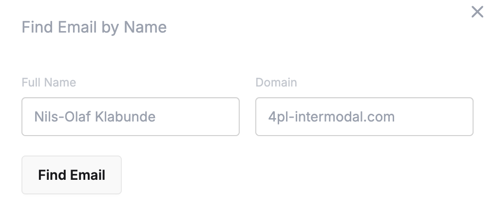Contact email lookup for a selected company